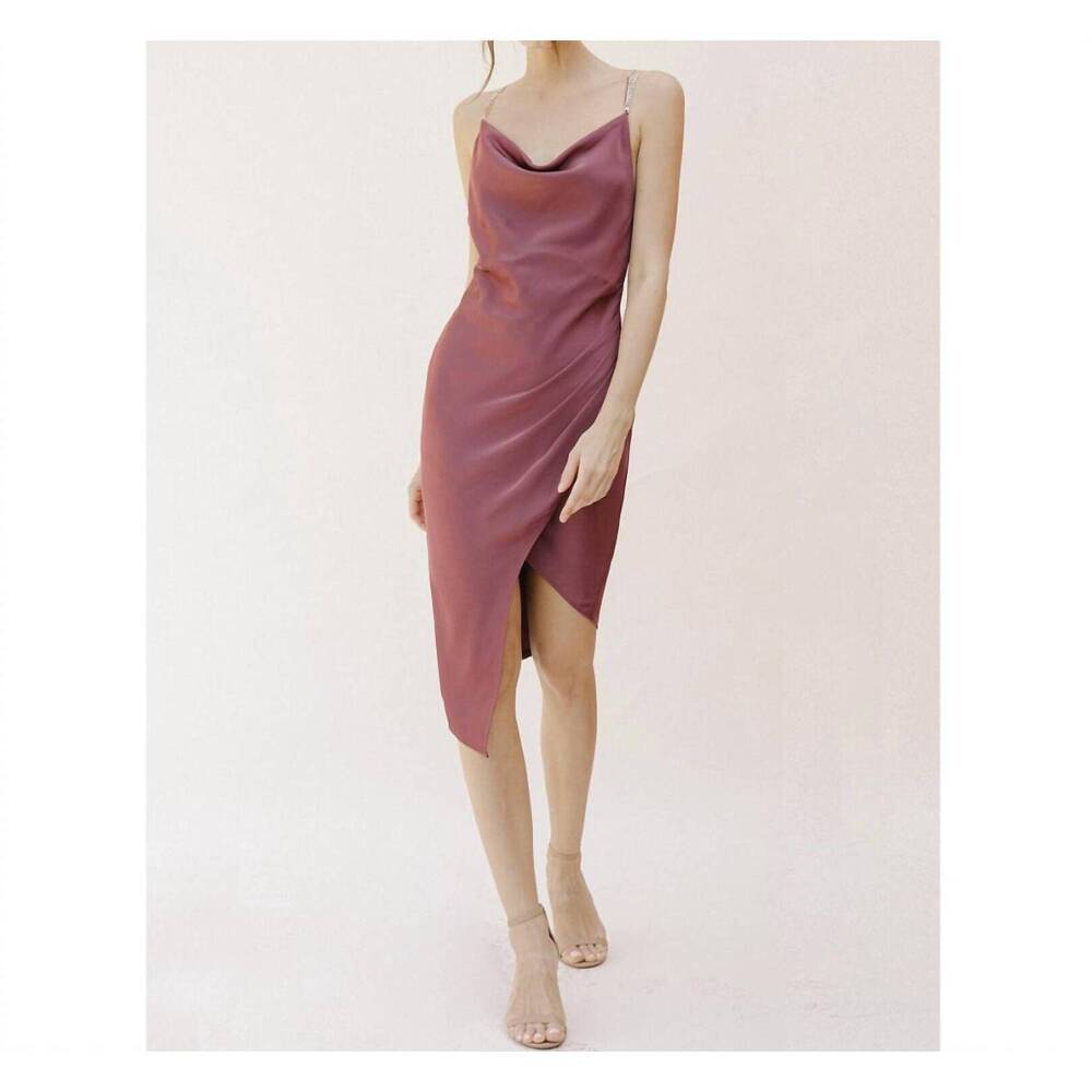 NEW STORIA asymmetric midi dress in plum